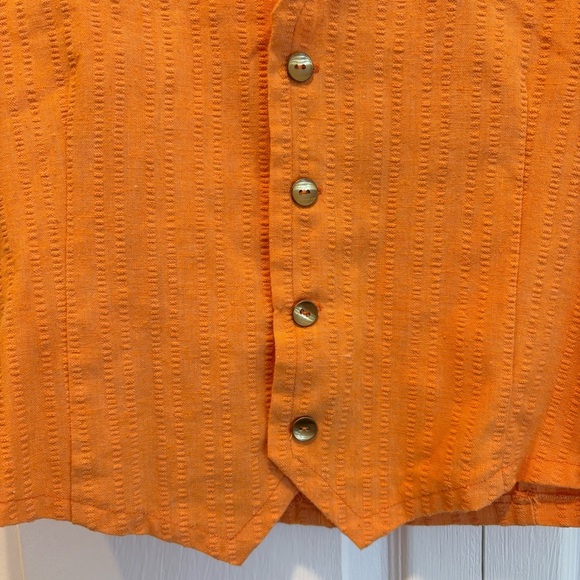 Vintage Handmade Orange Button Up Vest - Size Large - Picture 2 of 5